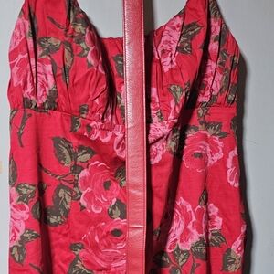 Vixen by Micheline Pitt Red Floral Midi Dress